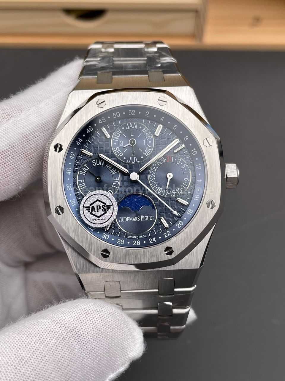APS Factory Audemars Piguet Royal Oak Perpetual Calendar 26574ST.OO.1220ST.02 41mm Full Steel Blue Dial (7) APS Factory Audemars Piguet Royal Oak Perpetual Calendar 26574ST.OO.1220ST.02 41mm Full Steel Blue Dial - Image 1
