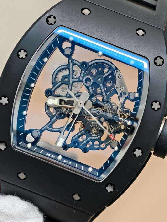 APS Factory Richard Mille RM 055 42.7mm Black Ceramic Black Rubber Strap Skeletonized Black Dial - Image 4