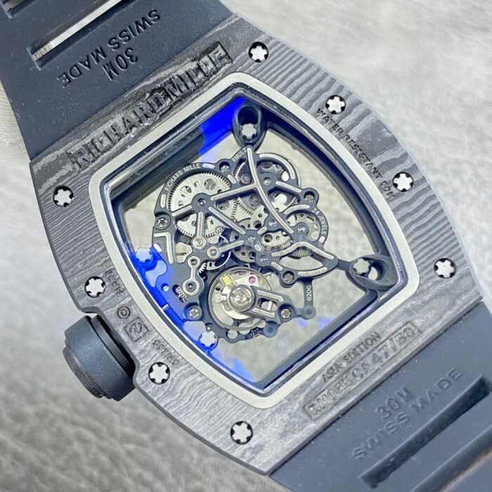 APS Factory Richard Mille RM 055 42.7mm Carbon Fiber Black Rubber Strap Skeletonized Rose Gold Dial - Image 7