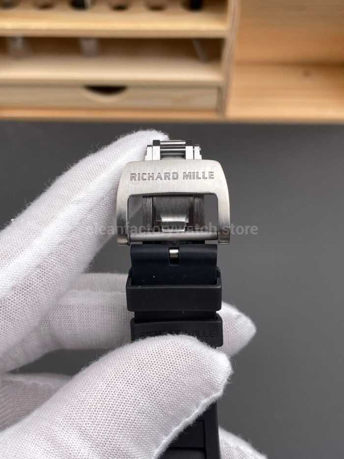 APS Factory Richard Mille RM 055 42.7mm Carbon Fiber Rubber Strap Skeletonized White Dial - Image 8