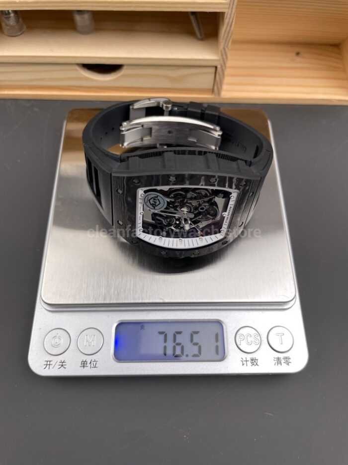 APS Factory Richard Mille RM 055 42.7mm Carbon Fiber Rubber Strap Skeletonized White Dial - Image 9