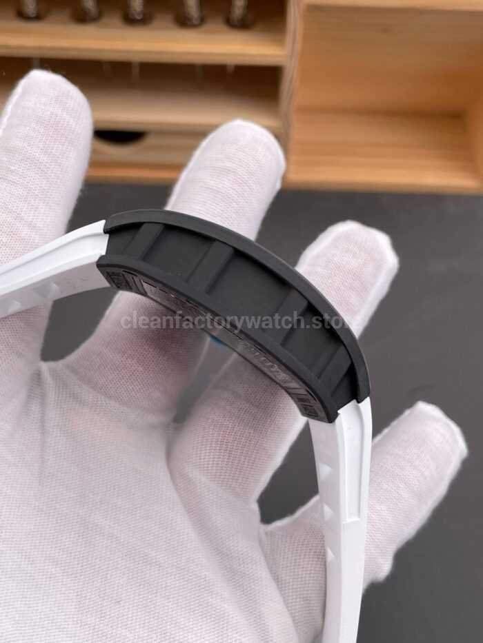 APS Factory Richard Mille RM 055 42.7mm Carbon Fiber White Rubber Strap Skeletonized Blue Dial - Image 5