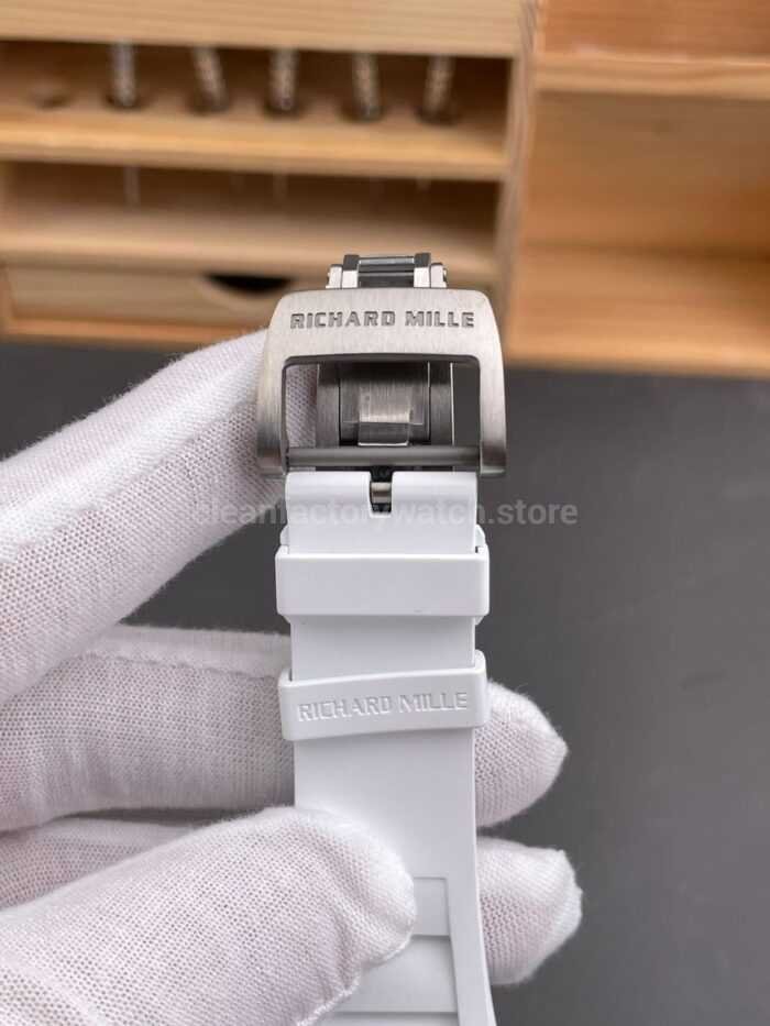 APS Factory Richard Mille RM 055 42.7mm Carbon Fiber White Rubber Strap Skeletonized Blue Dial - Image 8