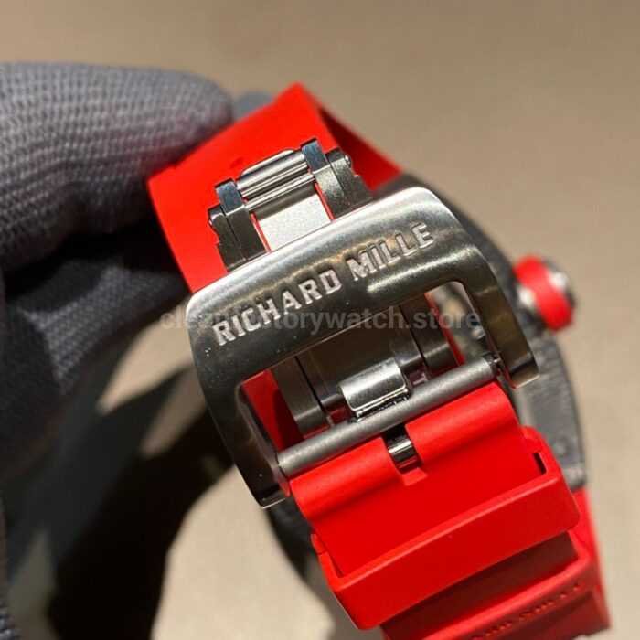 APS Factory Richard Mille RM 055 42.7mm Titanium Red Rubber Strap Skeletonized Black Dial - Image 8
