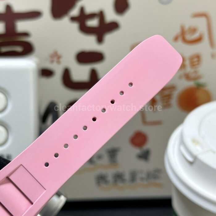 APS Factory Richard Mille RM 055 42.7mm White Ceramic Pink Rubber Strap Skeletonized Black Dial - Image 8