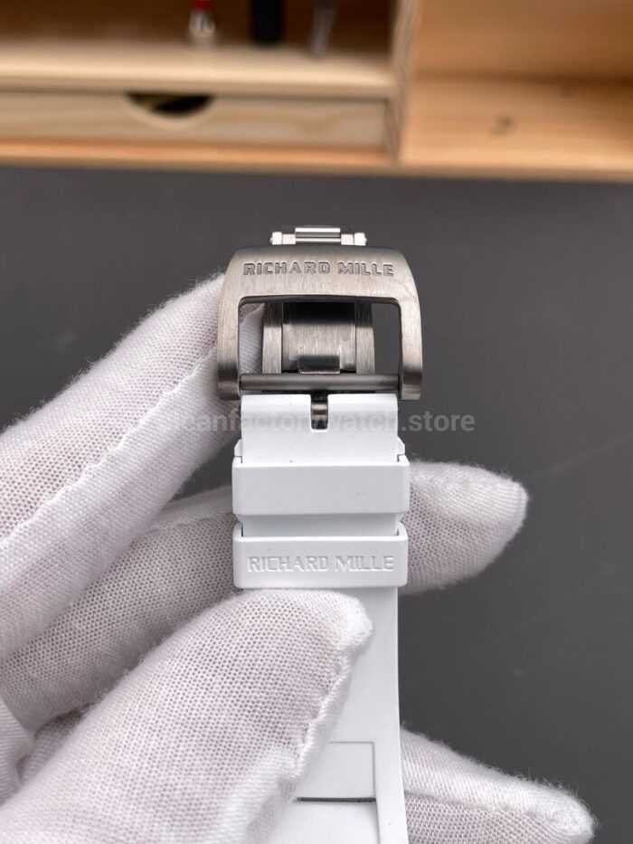 APS Factory Richard Mille RM 055 42.7mm White Ceramic White Rubber Strap Skeletonized Black Dial - Image 8