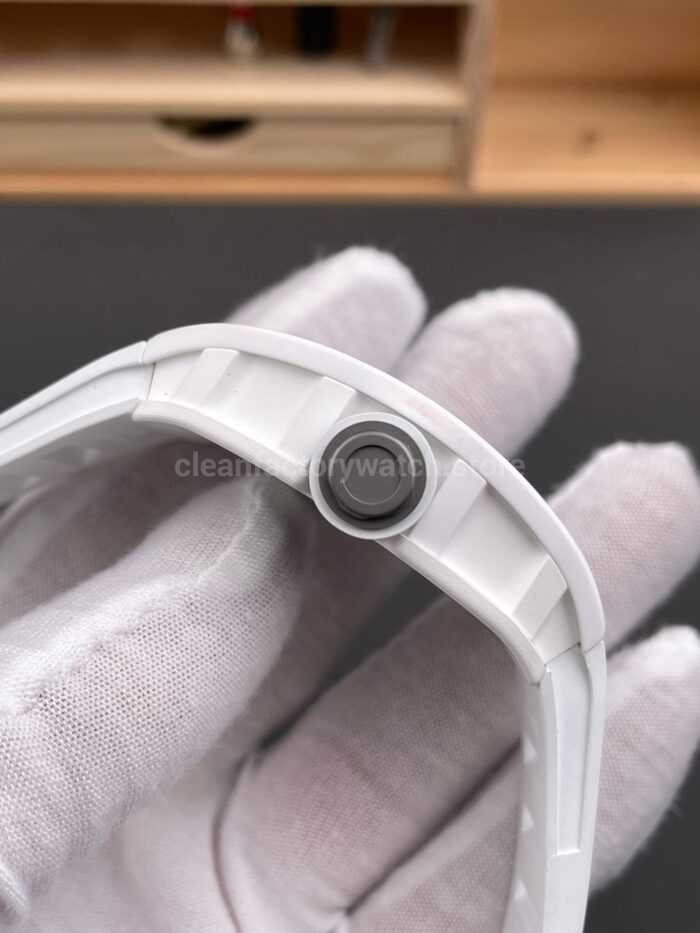 APS Factory Richard Mille RM 055 42.7mm White Ceramic White Rubber Strap Skeletonized Black Dial - Image 6