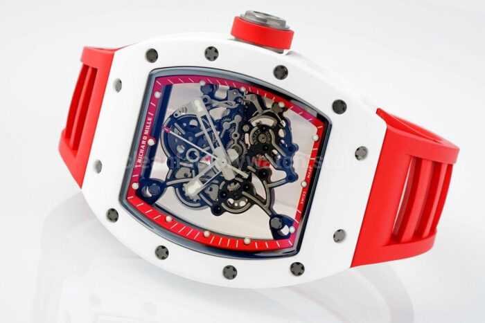 APS Factory Richard Mille RM 055 42.7mm White Ceramic White Rubber Strap Skeletonized Red Dial - Image 5