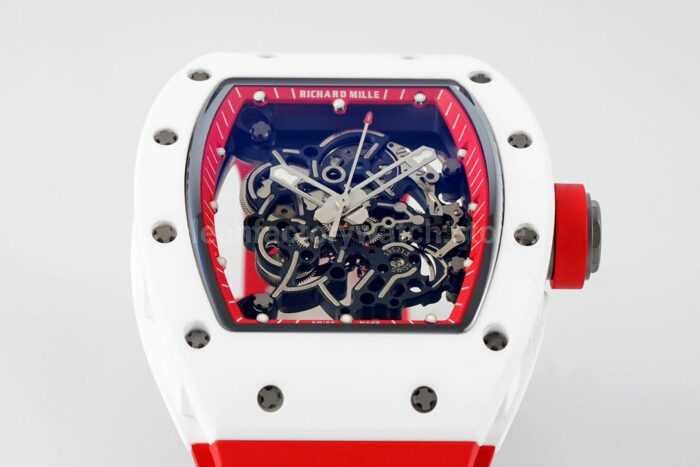 APS Factory Richard Mille RM 055 42.7mm White Ceramic White Rubber Strap Skeletonized Red Dial - Image 2