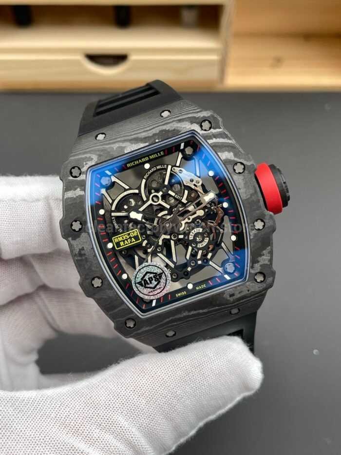 APS Factory Richard Mille RM 35-02 44.5mm Black Carbon Fiber Black Rubber Strap Black Skeletonized Dial - Image 3