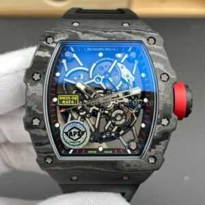 APS Factory Richard Mille RM 35-02 44.5mm Black Carbon Fiber Black Rubber Strap Black Skeletonized Dial