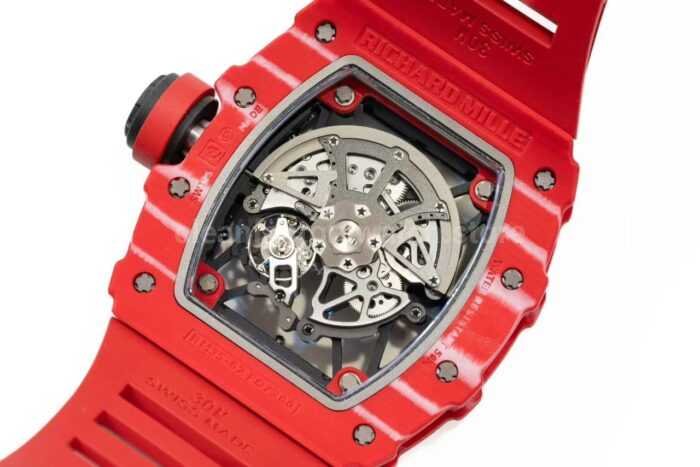 APS Factory Richard Mille RM 35-02 44.5mm Red Carbon Fiber Red Rubber Strap Skeletonized Dial - Image 8