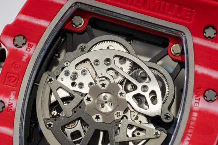 APS Factory Richard Mille RM 35-02 44.5mm Red Carbon Fiber Red Rubber Strap Skeletonized Dial - Image 6