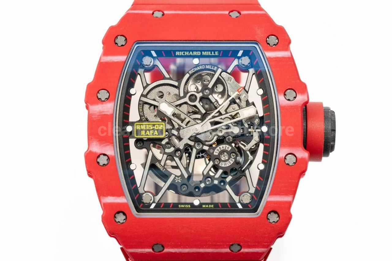 APS Factory Richard Mille RM 35 02 44.5mm Red Carbon Fiber Red Rubber Strap Skeletonized Dial (6) APS Factory Richard Mille RM 35-02 44.5mm Red Carbon Fiber Red Rubber Strap Skeletonized Dial - Image 1