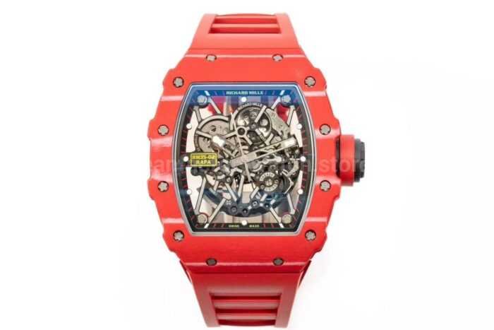 APS Factory Richard Mille RM 35-02 44.5mm Red Carbon Fiber Red Rubber Strap Skeletonized Dial - Image 2