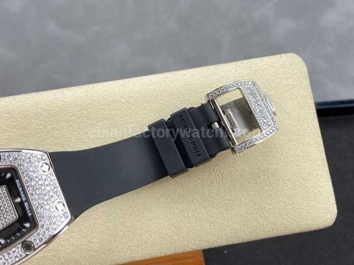 BBA Factory Richard Mille RM 07 31.4mm Diamond Bezel Black Rubber Strap Skeletonized Black Dial - Image 8