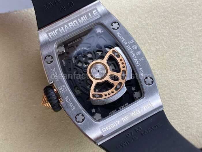 BBA Factory Richard Mille RM 07 31.4mm Diamond Bezel Black Rubber Strap Skeletonized Black Dial - Image 7