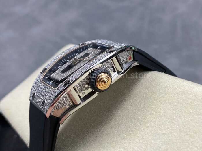 BBA Factory Richard Mille RM 07 31.4mm Diamond Bezel Black Rubber Strap Skeletonized Black Dial - Image 6