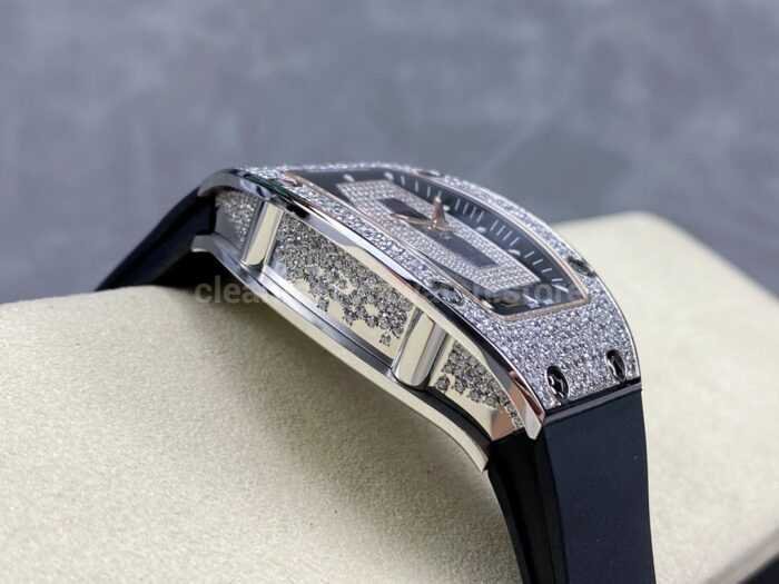 BBA Factory Richard Mille RM 07 31.4mm Diamond Bezel Black Rubber Strap Skeletonized Black Dial - Image 5