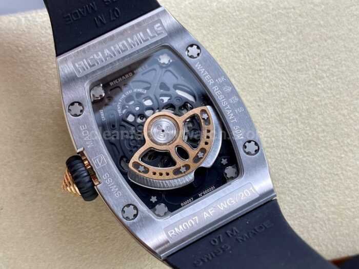 BBA Factory Richard Mille RM 07 31.4mm Diamond Bezel Black Rubber Strap Skeletonized Red Dial - Image 7