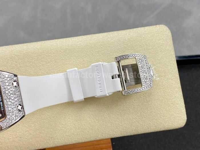 BBA Factory Richard Mille RM 07 31.4mm Diamond Bezel White Rubber Strap Skeletonized Red Dial - Image 8