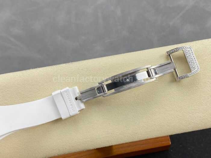 BBA Factory Richard Mille RM 07 31.4mm Diamond Bezel White Rubber Strap Skeletonized White Dial - Image 9