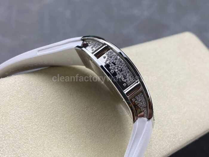 BBA Factory Richard Mille RM 07 31.4mm Diamond Bezel White Rubber Strap Skeletonized White Dial - Image 5