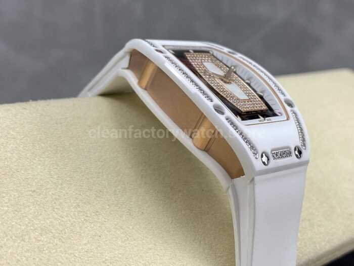 BBA Factory Richard Mille RM 07 31.4mm Diamond White Ceramic White Rubber Strap Skeletonized White Dial - Image 5