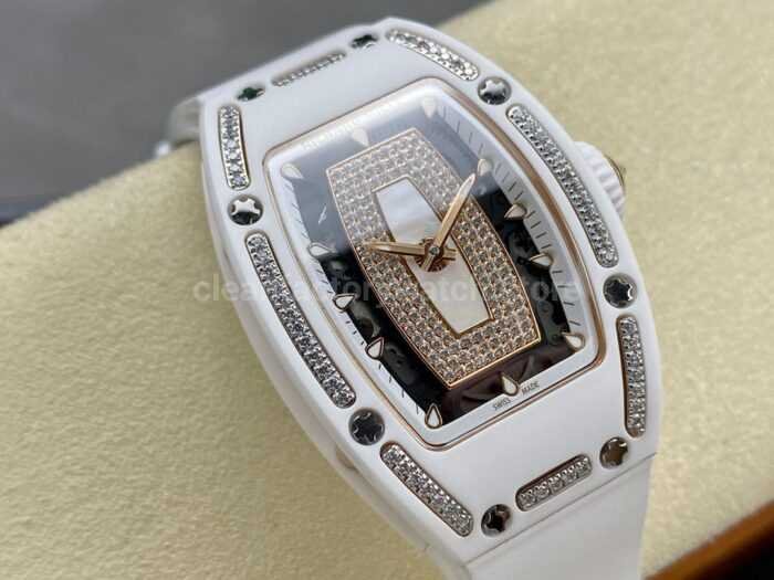 BBA Factory Richard Mille RM 07 31.4mm Diamond White Ceramic White Rubber Strap Skeletonized White Dial - Image 2