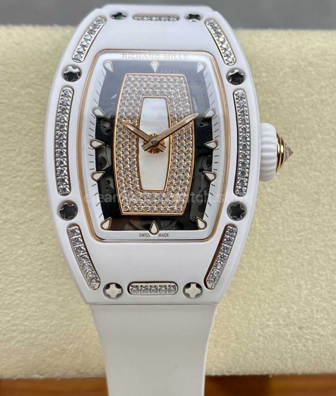 BBA Factory Richard Mille RM 07 31.4mm Diamond White Ceramic White Rubber Strap Skeletonized White Dial (7) BBA Factory Richard Mille RM 07 31.4mm Diamond White Ceramic White Rubber Strap Skeletonized White Dial - Image 1