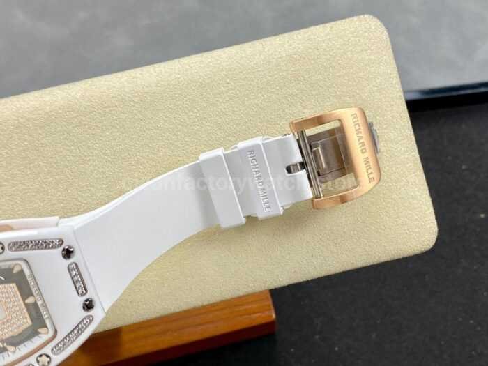 BBA Factory Richard Mille RM 07 31.4mm Diamond White Ceramic White Rubber Strap Skeletonized White Dial - Image 8