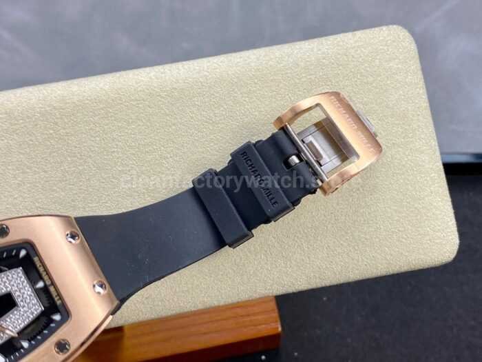 BBA Factory Richard Mille RM 07 31.4mm Rose Gold Black Rubber Strap Skeletonized Black Dial - Image 8