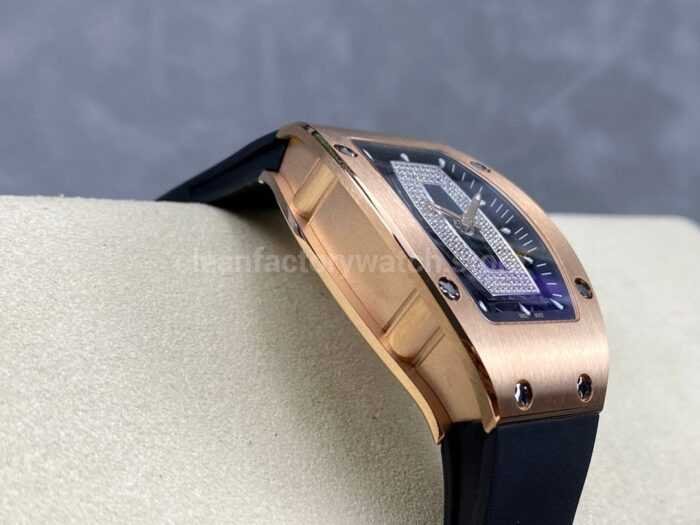 BBA Factory Richard Mille RM 07 31.4mm Rose Gold Black Rubber Strap Skeletonized Black Dial - Image 5