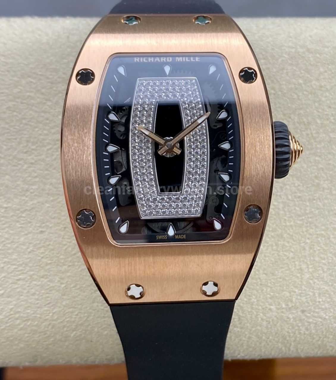 BBA Factory Richard Mille RM 07 31.4mm Rose Gold Black Rubber Strap Skeletonized Black Dial (6) BBA Factory Richard Mille RM 07 31.4mm Rose Gold Black Rubber Strap Skeletonized Black Dial - Image 1