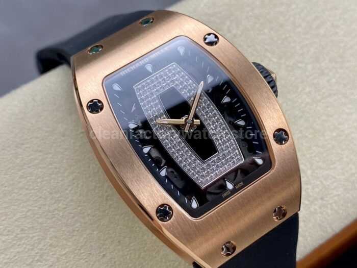 BBA Factory Richard Mille RM 07 31.4mm Rose Gold Black Rubber Strap Skeletonized Black Dial - Image 2