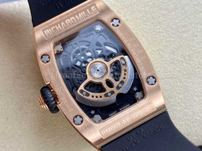 BBA Factory Richard Mille RM 07 31.4mm Rose Gold Black Rubber Strap Skeletonized Black Dial - Image 7