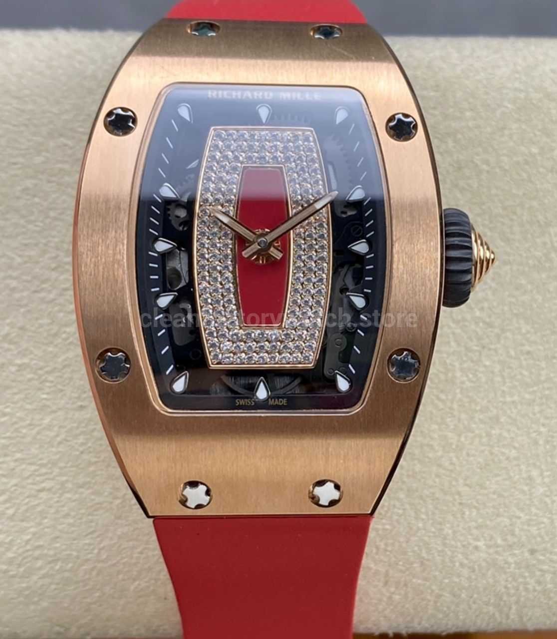 BBA Factory Richard Mille RM 07 31.4mm Rose Gold Red Rubber Strap Skeletonized Red Dial (1) BBA Factory Richard Mille RM 07 31.4mm Rose Gold Red Rubber Strap Skeletonized Red Dial - Image 1