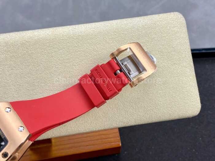 BBA Factory Richard Mille RM 07 31.4mm Rose Gold Red Rubber Strap Skeletonized Red Dial - Image 8