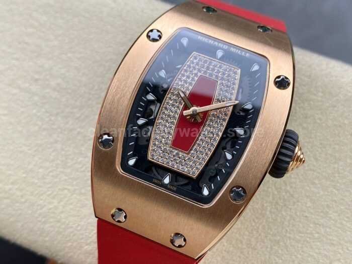 BBA Factory Richard Mille RM 07 31.4mm Rose Gold Red Rubber Strap Skeletonized Red Dial - Image 3