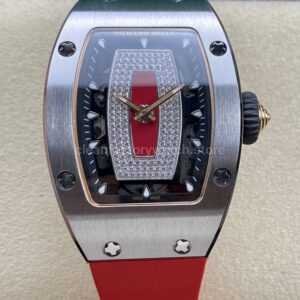 BBA Factory Richard Mille RM 07 31.4mm Steel Red Rubber Strap Skeletonized Red Dial