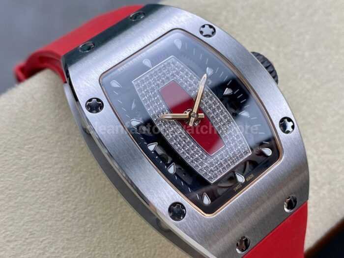BBA Factory Richard Mille RM 07 31.4mm Steel Red Rubber Strap Skeletonized Red Dial - Image 2