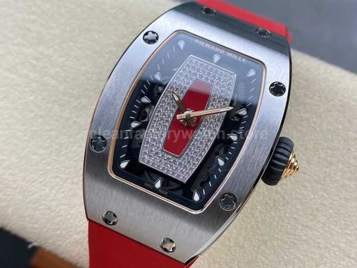 BBA Factory Richard Mille RM 07 31.4mm Steel Red Rubber Strap Skeletonized Red Dial - Image 3