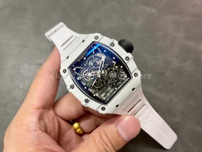 BBR Factory Richard Mille RM 35-01 42mm White Carbon Fiber White Rubber Strap White Skeletonized Dial - Image 4