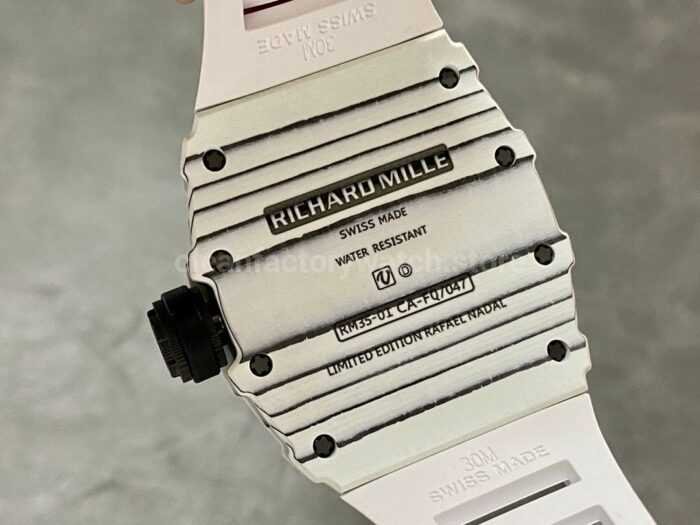 BBR Factory Richard Mille RM 35-01 42mm White Carbon Fiber White Rubber Strap White Skeletonized Dial - Image 7