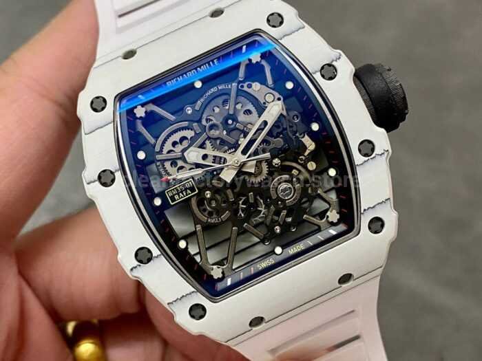 BBR Factory Richard Mille RM 35-01 42mm White Carbon Fiber White Rubber Strap White Skeletonized Dial - Image 2