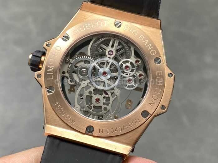 HB Factory Hublot Big Bang Tourbillon 429.NS.0170.RX.YOS 45mm Rose Gold Canvas Strap Ceramic Bezel Arabic Numerals Skeletonized Dial - Image 7