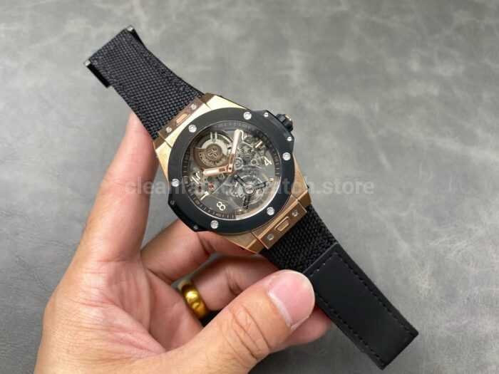 HB Factory Hublot Big Bang Tourbillon 429.NS.0170.RX.YOS 45mm Rose Gold Canvas Strap Ceramic Bezel Arabic Numerals Skeletonized Dial - Image 4