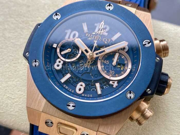 HB Factory Hublot Big Bang Unico 421.OL.5180.RX 45mm Rose Gold Rubber Strap Skeletonized Blue Dial - Image 3