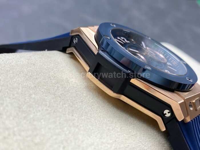 HB Factory Hublot Big Bang Unico 421.OL.5180.RX 45mm Rose Gold Rubber Strap Skeletonized Blue Dial - Image 4