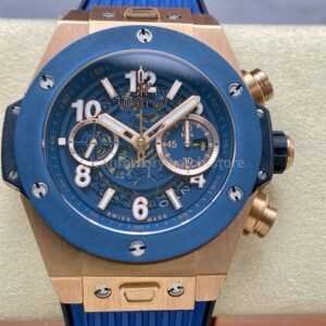 HB Factory Hublot Big Bang Unico 421.OL.5180.RX 45mm Rose Gold Rubber Strap Skeletonized Blue Dial